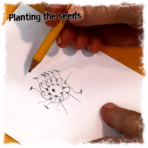 A simple clean dot represents the seed, the potential of discovery