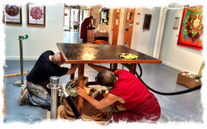 We took the table apart and just used the flat "chalk" board top.