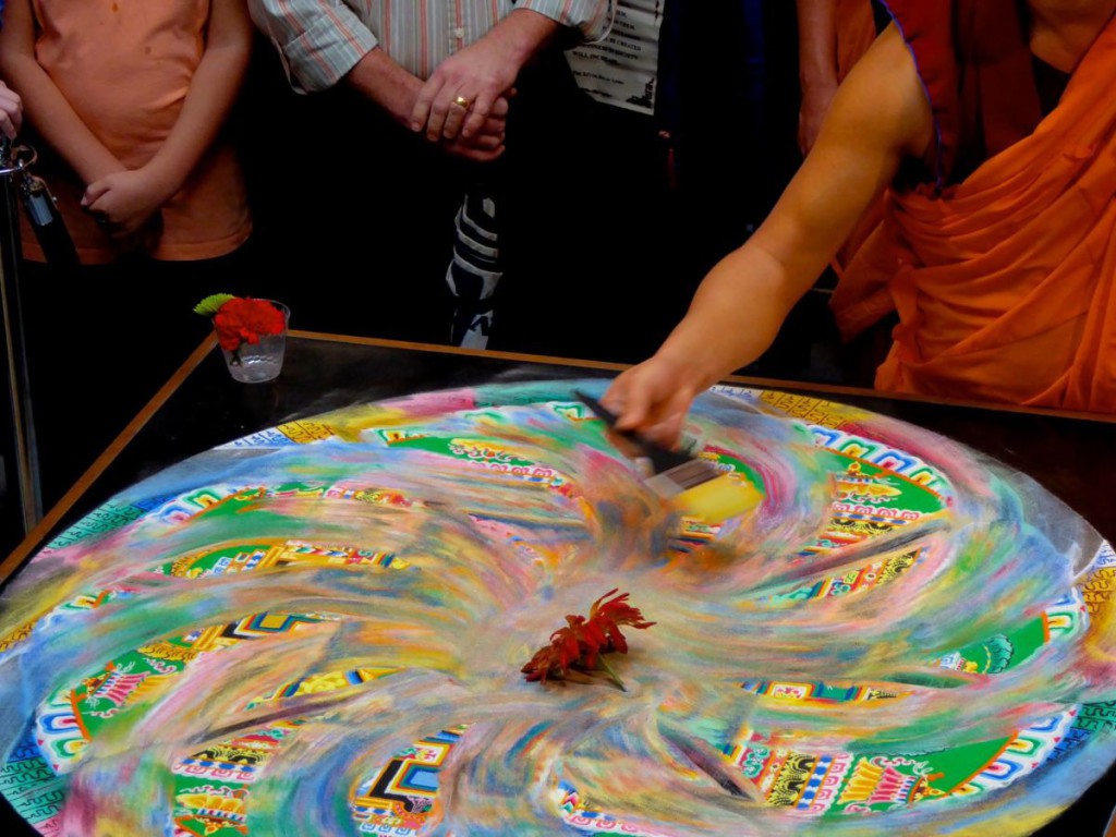 Sand mandala sweeping