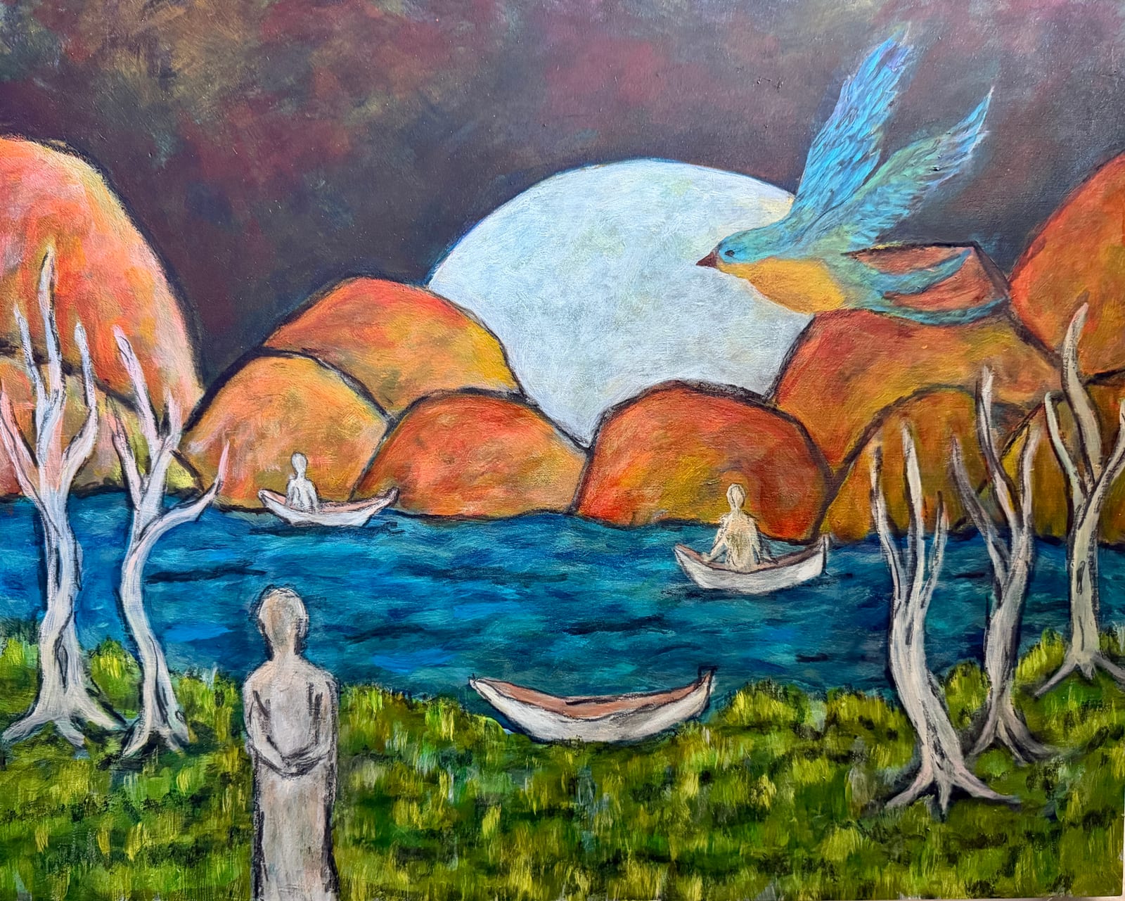 Arriving — Acrylic on Wood Panel