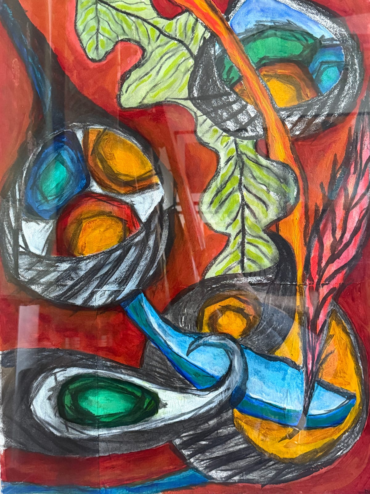 Emblazoned Offerings — Acrylic, Charcoal on Paper