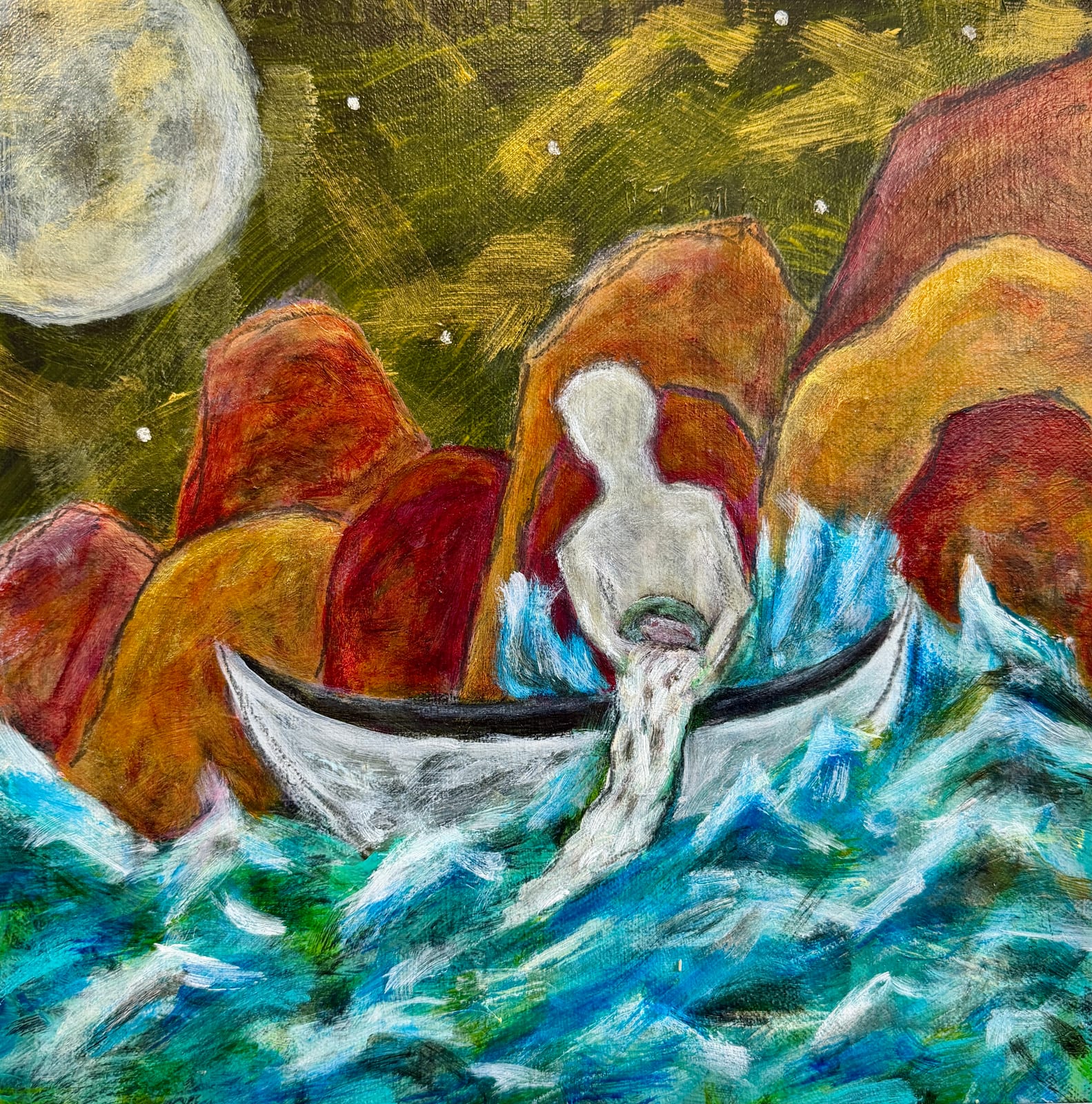 Moonlight Offering — Acrylic on Canvas