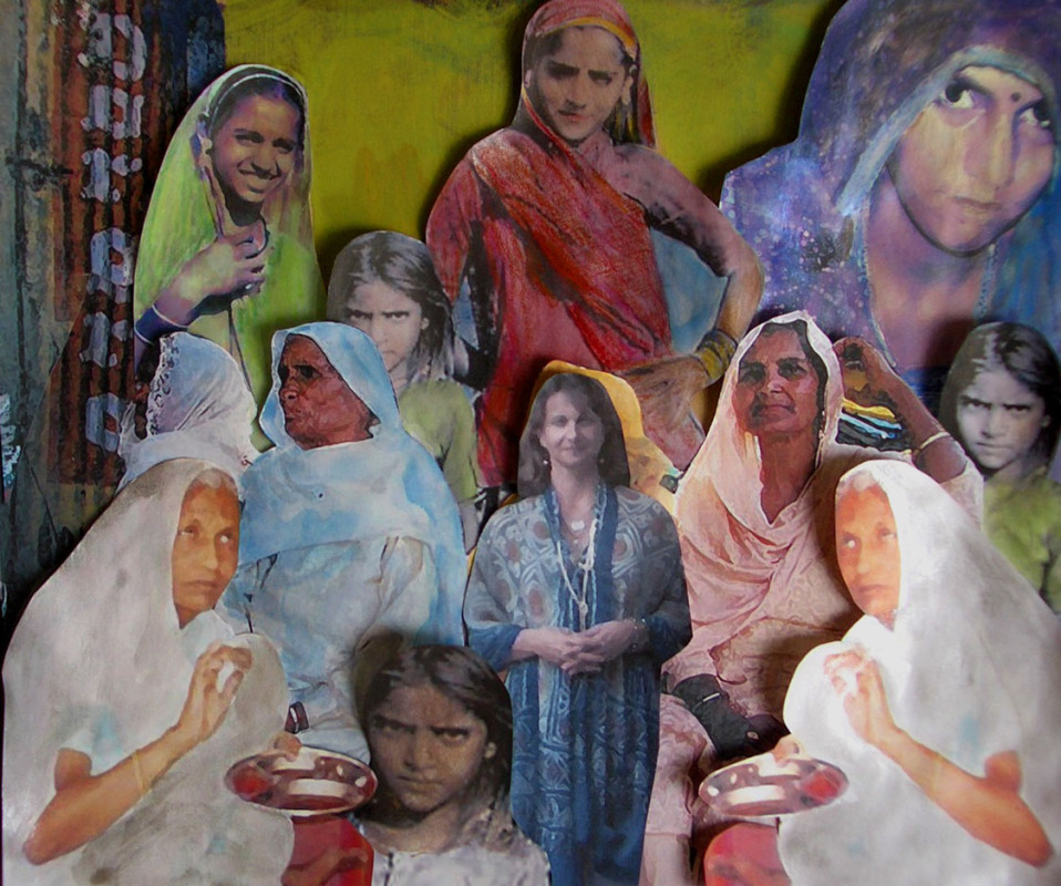 Artistic collage featuring diverse female faces and figures